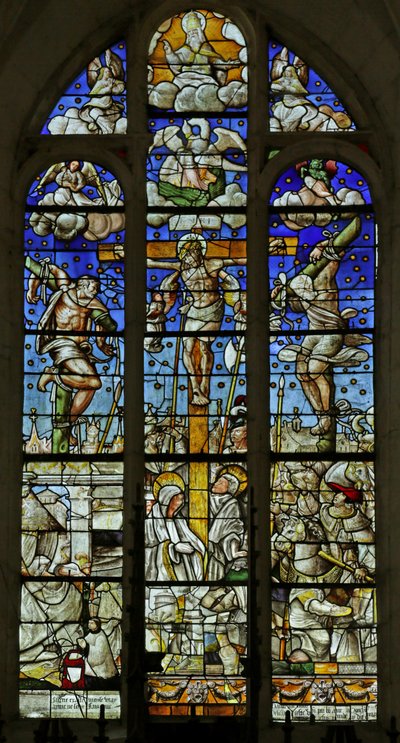 Çarmıha gerilmeyi gösteren pencere by French School